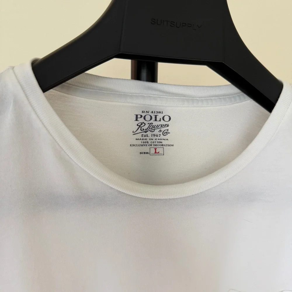 Polo Ralph Lauren Pocket T-Shirt Bundle Lot 3 Red White Blue Cotton Large 3 Pack